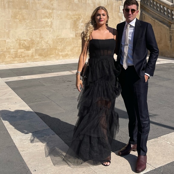 BCBGMaxazria Corset Tulle Gown in Black - Picture 3 of 5